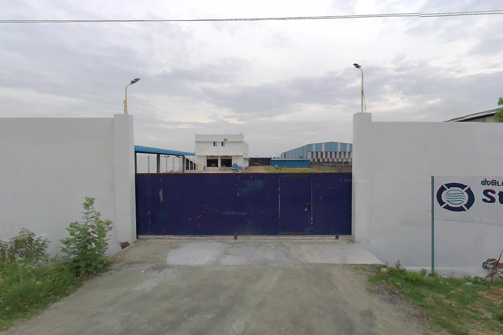 Street view of front gate, factory shed, and perimeter of Stellar Pipes at Plot No 6 SIDCO Industrial Estate Tindivanam